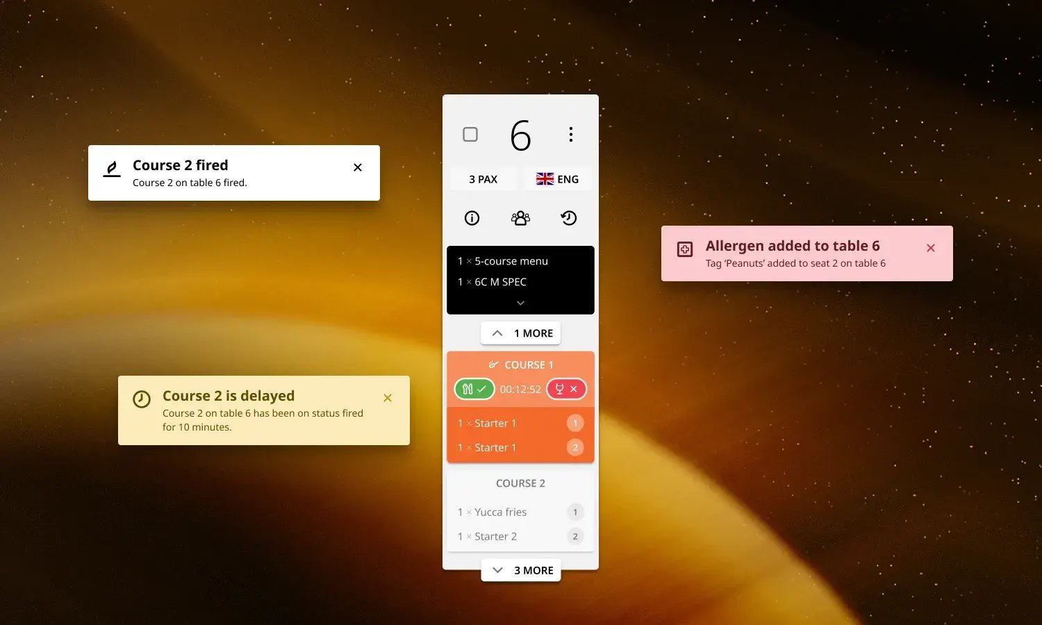 Real time alerts and notifications in the Annoncer Kitchen Management System